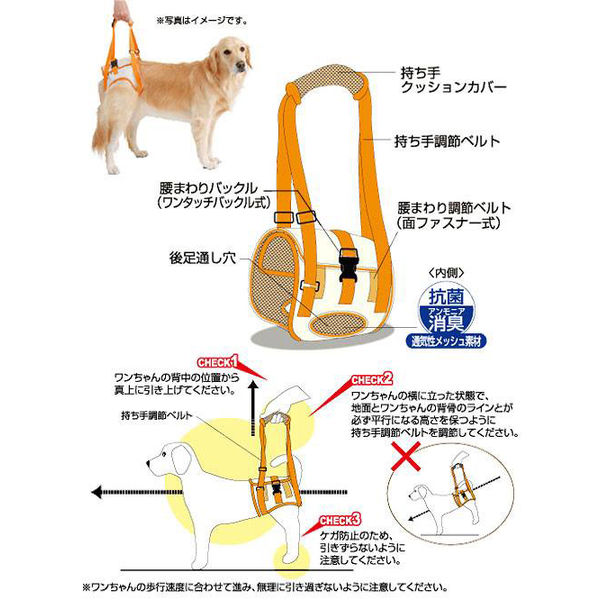 ペティオ 老犬介護用 歩行補助ハーネス 後足用 Ｍ 4903588236280 1個（直送品） - アスクル