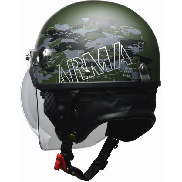 リード工業 CROSS ハーフヘルメット ミリタリーグリーン フリーサイズ CR-760