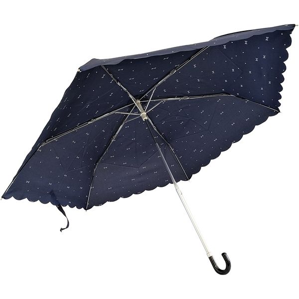 共栄工業 50cm リボン柄 折りたたみ日傘 紺 68095 1セット（6本