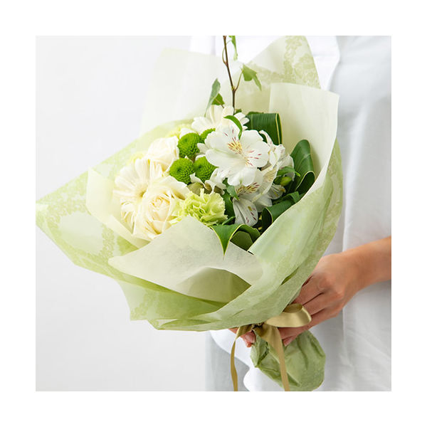 フラワーギフト・ラッピング付】 日比谷花壇 おまかせ花束「ホワイト