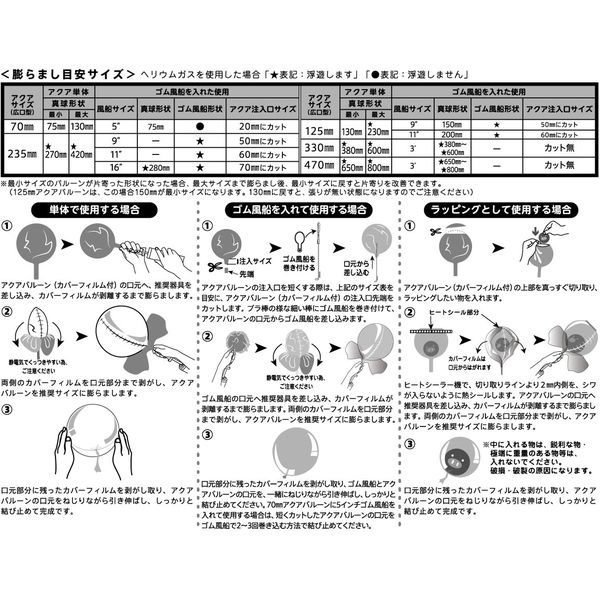 宝興産 アクアバルーン 丸 70mm広口型 0201320013 1セット(10枚
