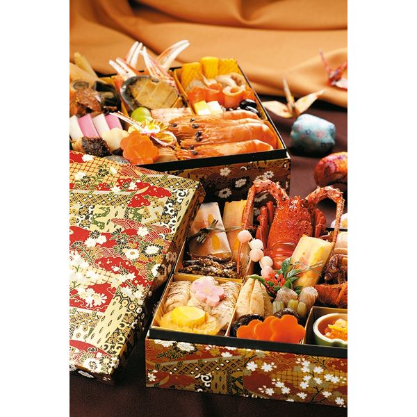 瑞光明 紙重箱 6寸角2段 友禅ZU-No.3 金仕切A付 v1305o60-2zu3sga1 1包