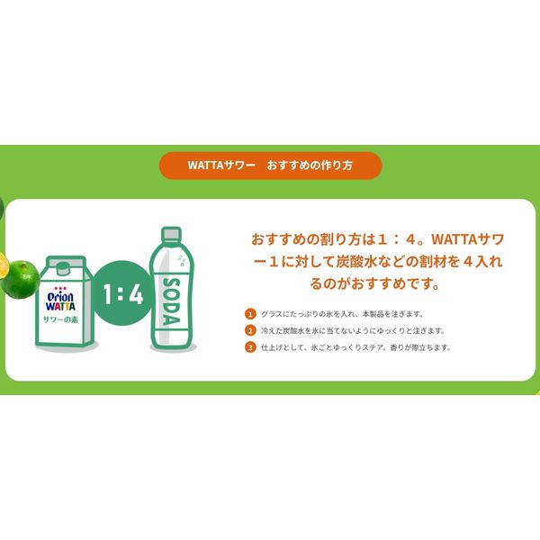 WATTA（ワッタ） シークヮーサー サワーの素 パック 900ml 1本