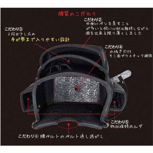 海外並行輸入正規品 金 腰袋3段 MH-K3BG アスクル - 1個 工具差し・腰袋