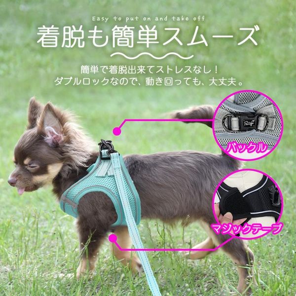 ☆ 安全☆ ハーネス リードセット Mサイズ ベストタイプ 犬 ブルー