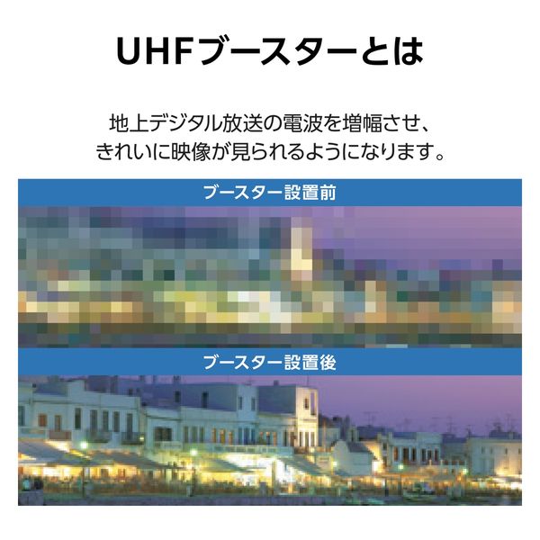 ブースター 増幅器 UHF テレビ 38dB 家庭用 ケーブルの加工・接続状態の確認機能付 EC-38 DXアンテナ 1個（直送品） - アスクル