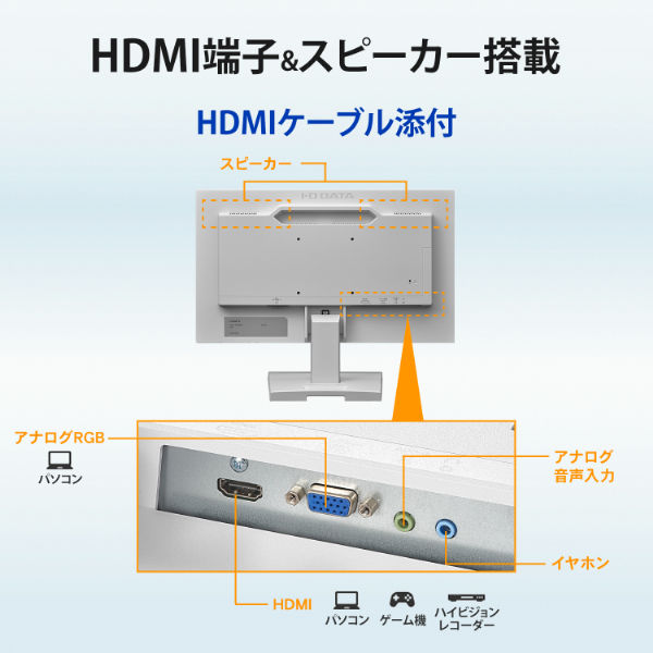 アイ・オー・データ機器 21.5インチワイド液晶モニター ホワイト LCD-A221DW 1台 - アスクル