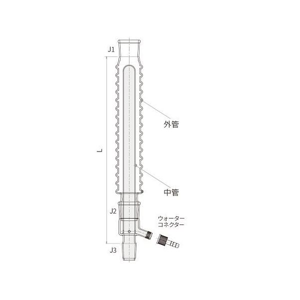 旭製作所 空冷式冷却器 コンデンシン? MAXI 中管 ウォーターコネクター付(留出セット 550mm用) 3405-550D-8L6L  1個（直送品） - アスクル