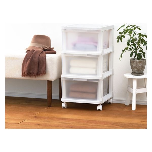 SANKA アチェスト 3段 ホワイト/シボ Bac-03WH 1ケース（4個入）（直送