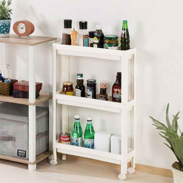 武田コーポレーション スリムワゴン3段 アイボリー 81365IV 1箱(6台入