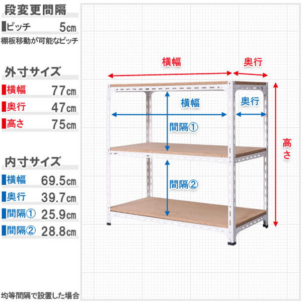 ③棚の上部分 本棚 上置き棚セット 幅81cm 高さ238.5～253.5cm 全棚可動