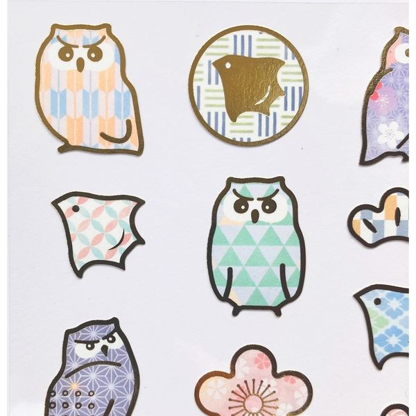 クローズ・ピン 和柄シール ふくろう US16423 1セット(10枚)（直送品