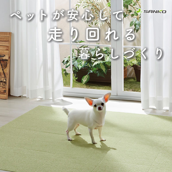 サンコー おくだけ吸着 ペット用撥水タイルマット 30cm×30cm 同色20枚入 犬 猫 日本製 消臭 洗える グリーン KM-02（直送品） -  アスクル