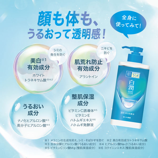 肌ラボ 白潤 薬用美白化粧水 しっとり 大容量ポンプ 400mL ロート製薬 - アスクル