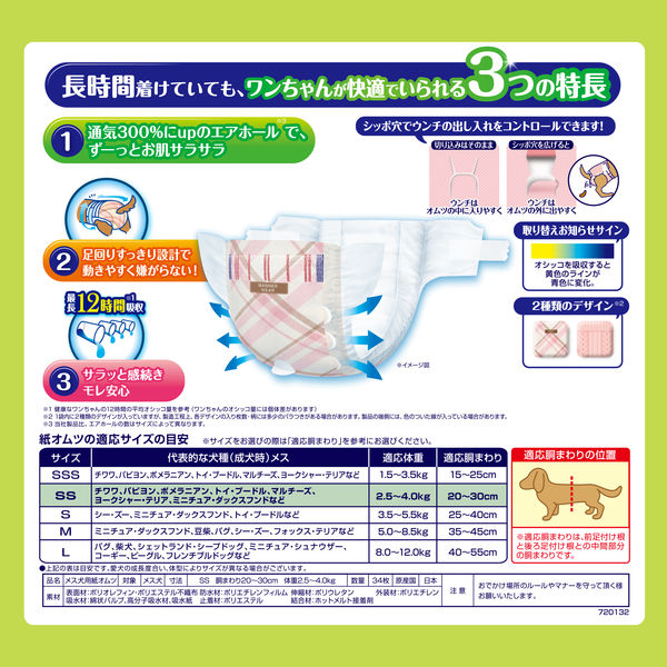マナーウェアー　女の子用Ｓサイズ36枚×3&長時間快適オムツ32枚　計計4袋 マナーウェア 長時間快適オムツ 女の子用 Sサイズ 32枚 | ペット
