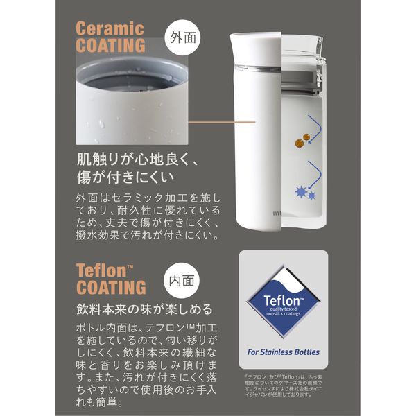 Mlte(ミルテ)食洗機対応 水筒 EL Bottle 350ml ホワイト 保温 Mlte(ミルテ)食洗機対応 水筒 EL Bottle 350ml ホワイト 保温