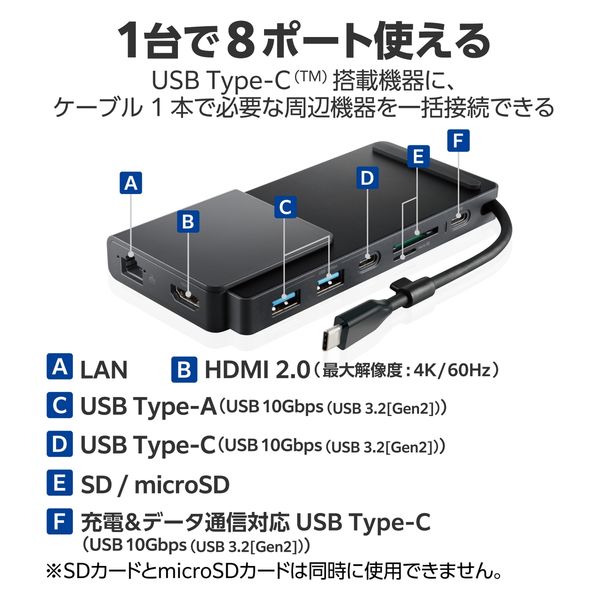 エレコム 8in1 ドッキングステーション LHB-PMP8U3PS