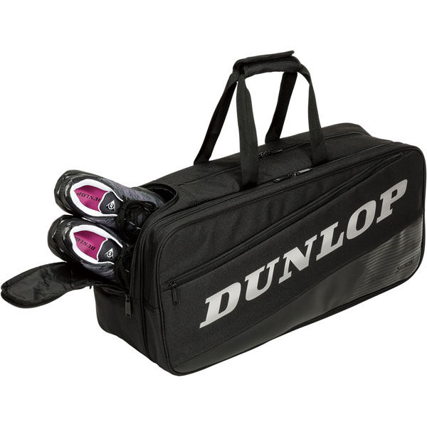 DUNLOP(ダンロップ) テニス ラケットバッグ(テニスラケット2本収納可) ブラック×シルバー DTC2185 1個（直送品） - アスクル