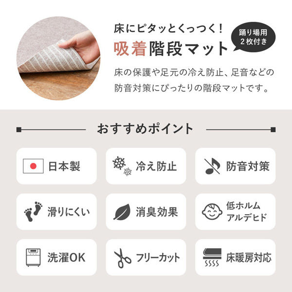 玄関渡し】 萩原 階段マット 踊り場付き 17枚入り 滑りにくい フリー