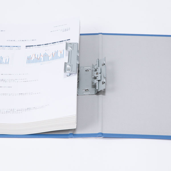 アスクル　パイプ式ファイル　A4タテ　両開き　エコノミータイプ　とじ厚30mm　背幅46mm　10冊　ブルー　青 オリジナル