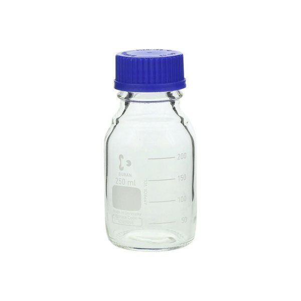 アズワン ねじ口瓶丸型(デュラン(R)) 青キャップ付 250mL 2-077