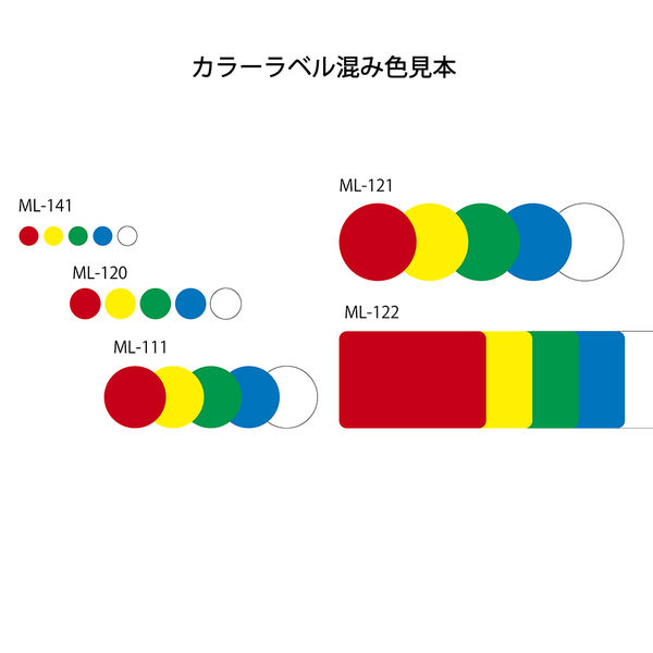 ニチバン マイタック カラーラベル 丸シール 5色 20mm ML-121 1箱