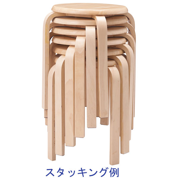 スマイル 木製ラウンドスツール（ナチュラル） YRS-405 1箱（6脚入