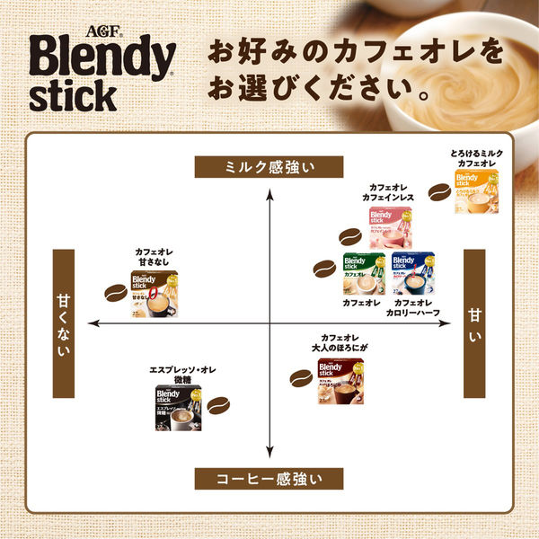 スティックコーヒー】味の素AGF ブレンディ スティックカフェオレ やすらぎのカフェインレス 1箱（20本入） - アスクル