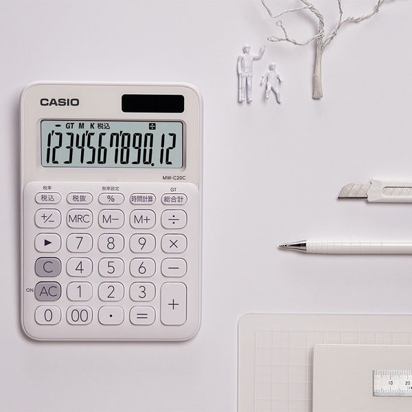 カシオ計算機 カシオ カラフル電卓 ホワイト MW-C20C-WE-N (白 カシオ計算機 カシオ カラフル電卓 ホワイト MW-C20C-WE-N (白