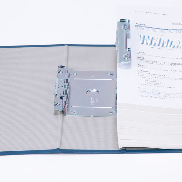 アスクル　パイプ式ファイル（両開き）　A4タテ　とじ厚80mm　ユーロスタイル　ブルー オリジナル