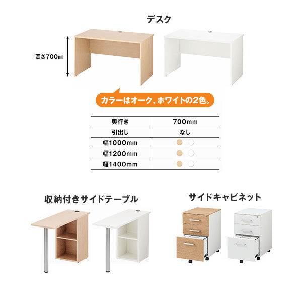 Composad マウロラインデスク 平机 引出し無し オーク 幅1000×奥行700×高さ700mm 1台（取寄品）