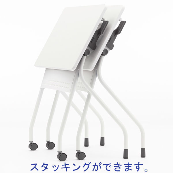 アイリスチトセ 研修デスク キャスター付き ホワイト 幅650×奥行