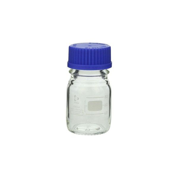 アズワン ねじ口瓶丸型(デュラン(R)) 青キャップ付 100mL 2-077 アズワン ねじ口瓶丸型(デュラン(R)) 青キャップ付 100mL 2-077