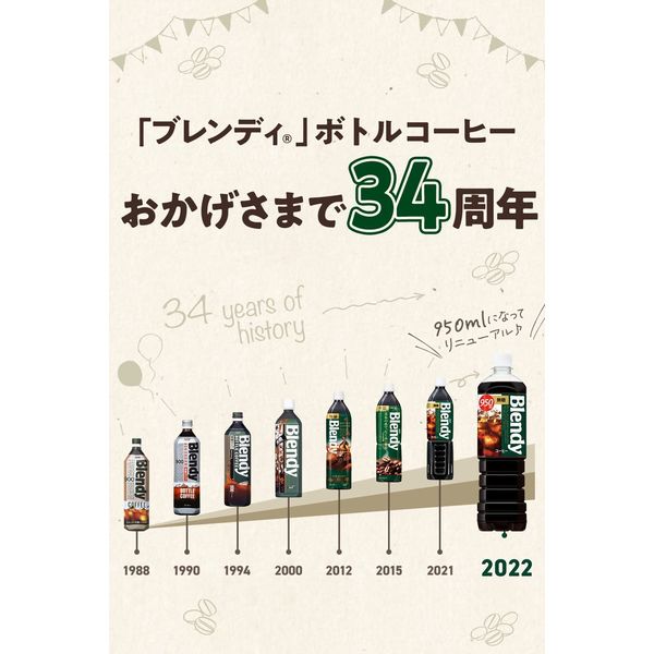アイスコーヒー】サントリー ブレンディ ボトルコーヒー 無糖