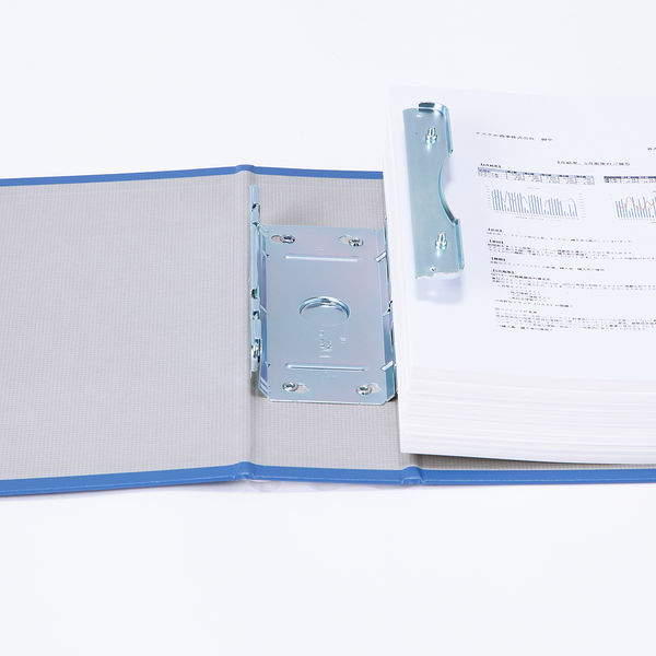 アスクル　パイプ式ファイル片開き　ベーシックカラー（2穴）　A4ヨコ　とじ厚50mm背幅66mm　ブルー　3冊 オリジナル