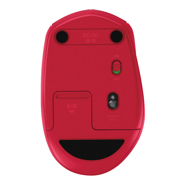 ロジクール　無線（2.4GHz/Bluetooth）マウスM590　レッド(ルビー)　光学式/7ボタン/2年保証/静音/マルチデバイス　M590RU