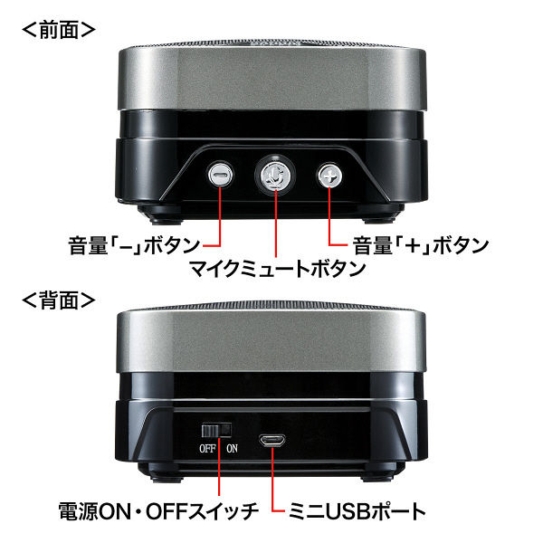 サンワサプライ　WEB会議小型スピーカーフォン　高感度マイク・スピーカー搭載　MM-MC28