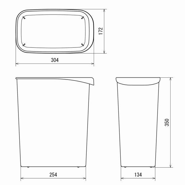 リス くず入れ 角型 13L ゴミ箱 ブラック 1個（15Lゴミ袋対応）デスク