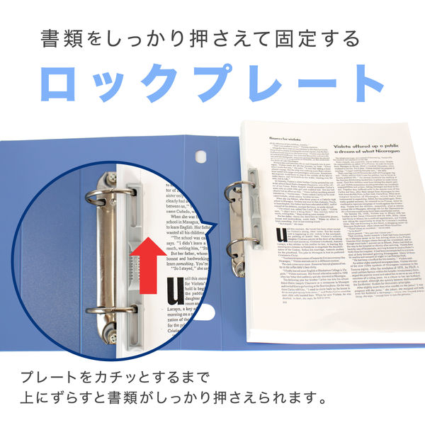 セキセイ ロックリングファイル D型2穴 A4タテ 背幅43mm ブルー F-532