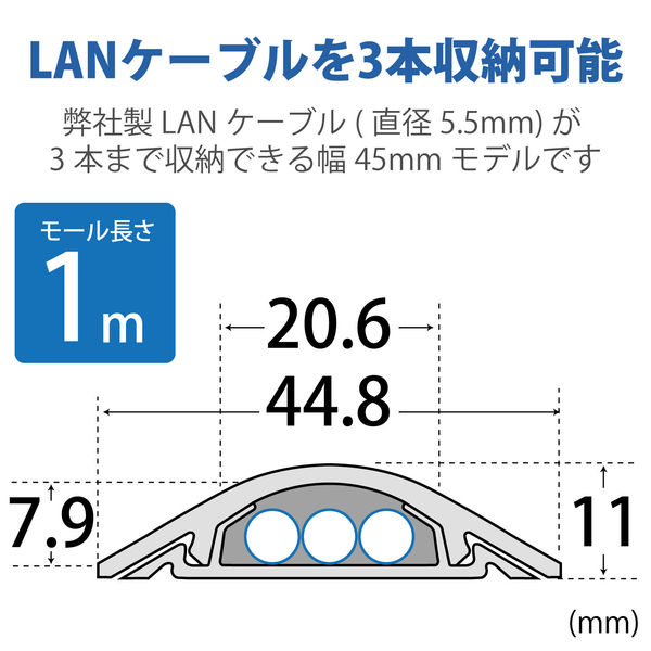 エレコム　床用モール（両面テープ付）　ストレート　長さ1m×幅44.8mm　LD-GA1307A　1本