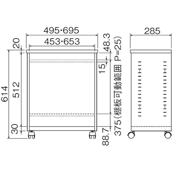 プラス フラットライン アンダーデスクラック 幅495mm 1台 - アスクル