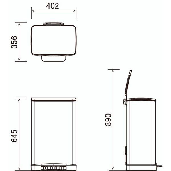 EKO ステンレスペダル式ゴミ箱 角型ヨコ 40L 1個 幅402×奥行356