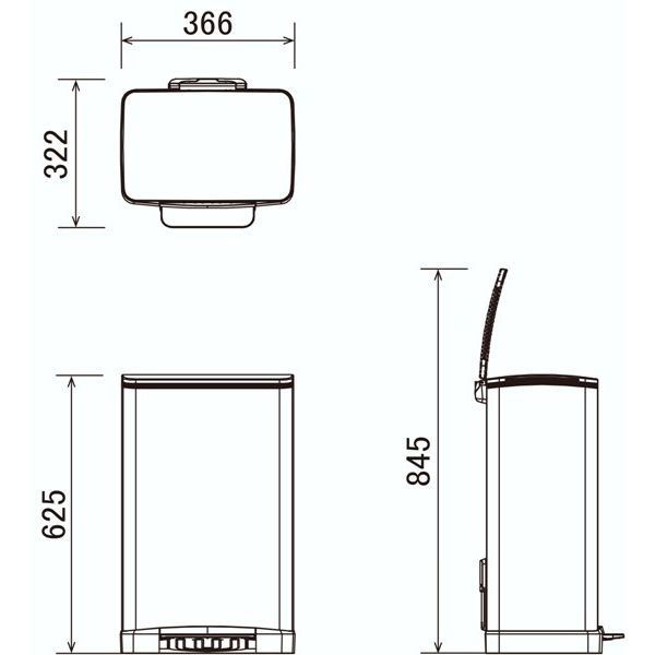 EKO ステンレスペダル式ゴミ箱 角型ヨコ 30L 1個 幅366×奥行322×高さ