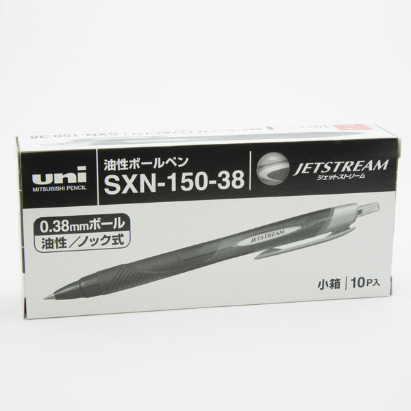 油性ボールペン ジェットストリーム単色 0.38mm 黒軸 赤インク 10本 SXN-150-38 三菱鉛筆uni ユニ
