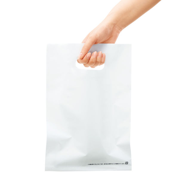 アスクル 小判抜き手提げ袋(印刷あり) ハードタイプ ホワイト S 1袋 