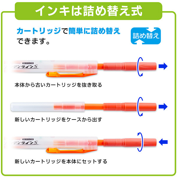 ぺんてる 蛍光ペン ハンディラインSカートリッジ イエロー XSLR3-G 1箱（10本入） - アスクル