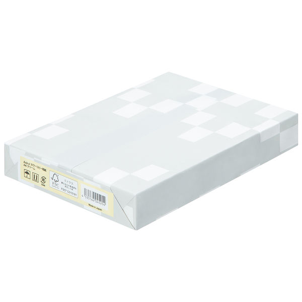 アスクル カラーペーパー A4 クリーム 1箱（500枚×10冊入） オリジナル