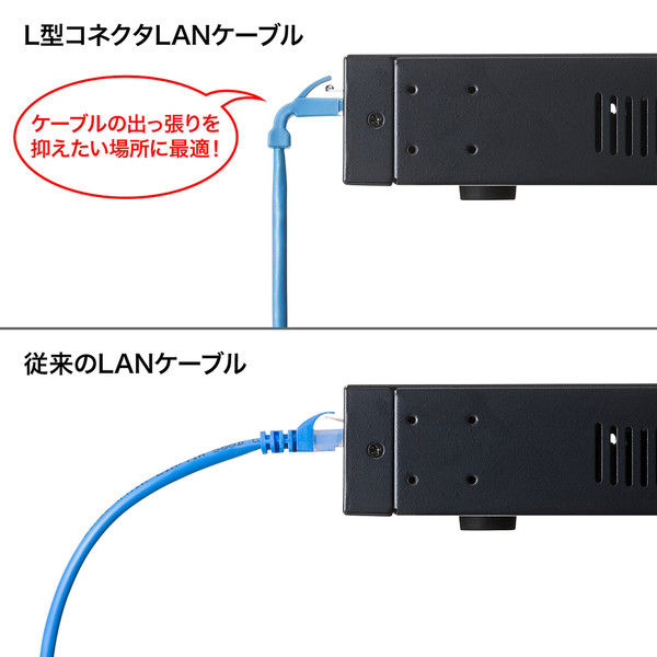 サンワサプライ L型カテゴリ5eより線LANケーブル スリムタイプ 1m