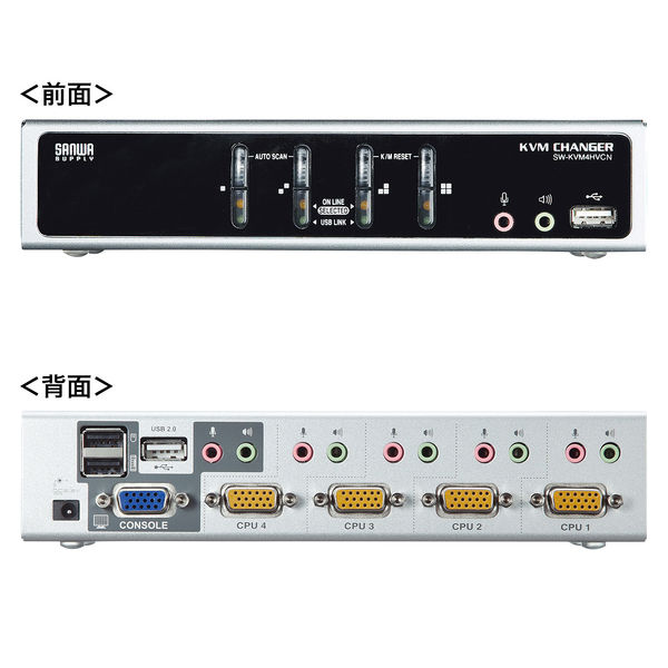 サンワサプライ USB・PS/2コンソール両対応パソコン自動切替器（4：1 