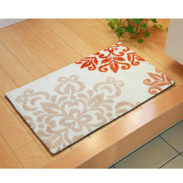 イケヒコ 玄関マット マイクロファイバー 北欧調 『ニール』 オレンジ